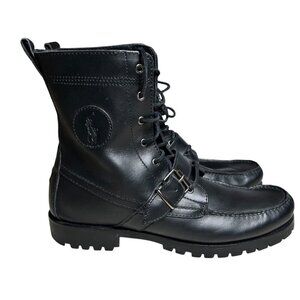 Polo Ralph Lauren Black Leather Buckle Boots 13D Hiking Outdoors Casual